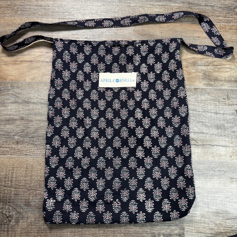 April Cornell Cotton Tote Bag Floral Print Black Red White Reusable Shoulder Bag